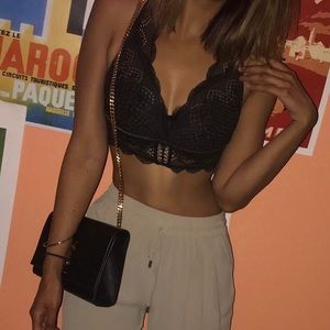Victoria’s Secret Black Crop Top / Bralette Size Small